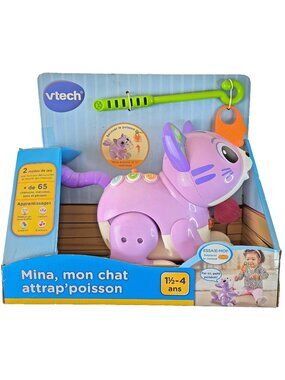 French VTech Mina My Fishing Cat Interactive Toy Moving Cat Fish Toddler 18M+